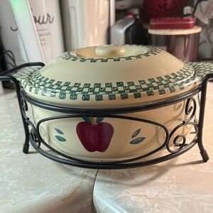 Apple Design Ceramic Casserole Dish with Stand